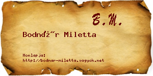 Bodnár Miletta névjegykártya